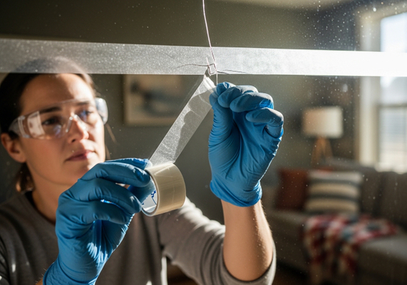 Taping Cracked Glass for Safety