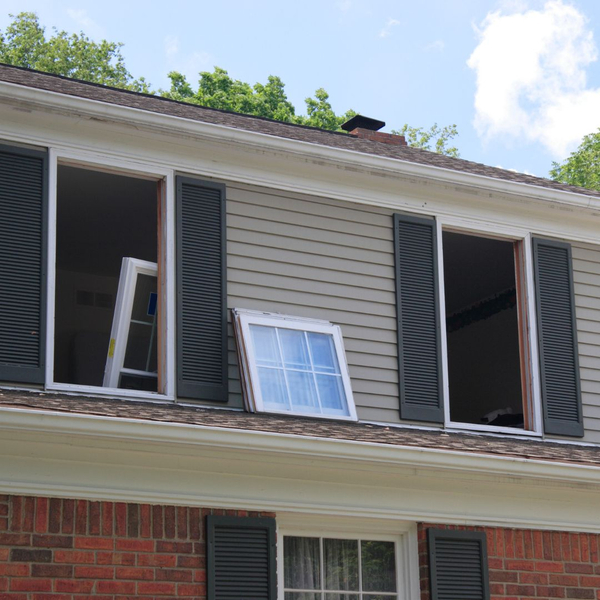 window glass being replaced