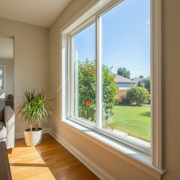 Bright, clear window showing a sunny interior and exterior