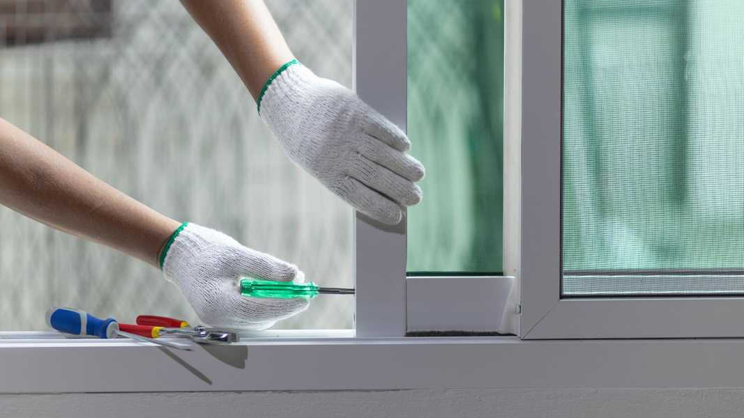 A window being repaired 