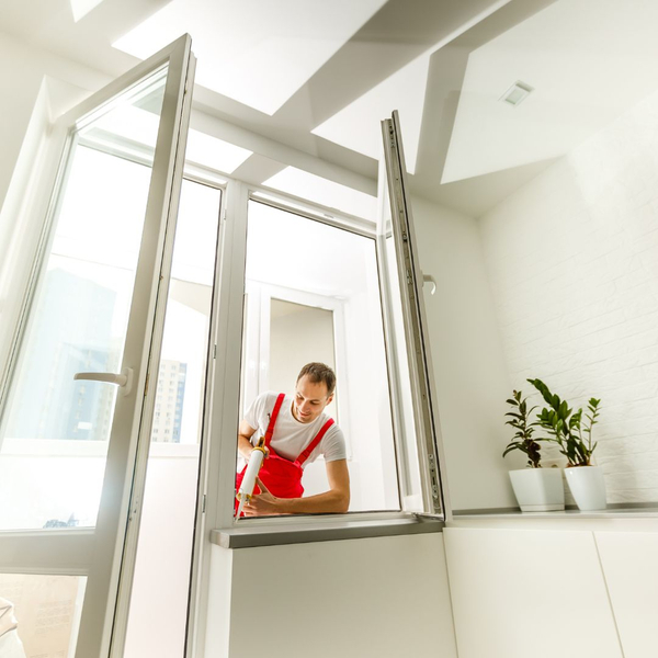 person replacing window