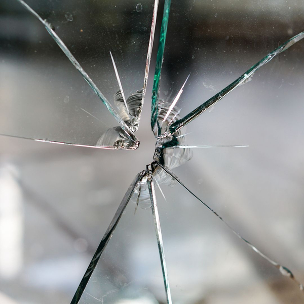 Cracked glass.