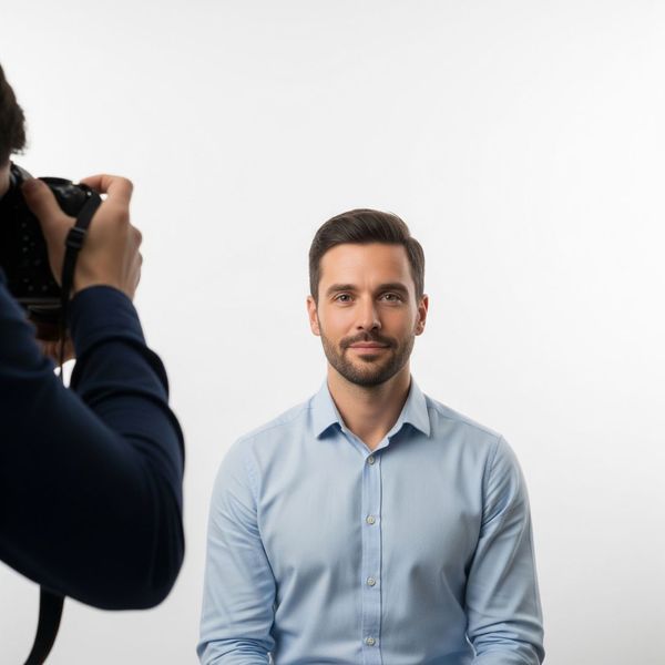 a man getting an ID photo taken a man getting an ID photo taken
