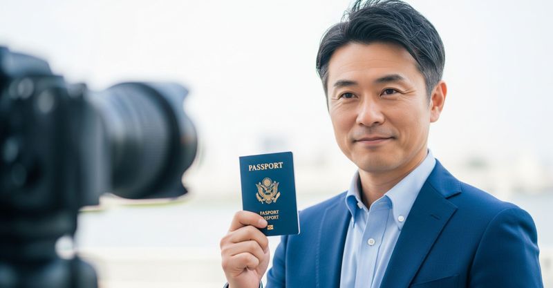 Person holding a passport, ready for a photo