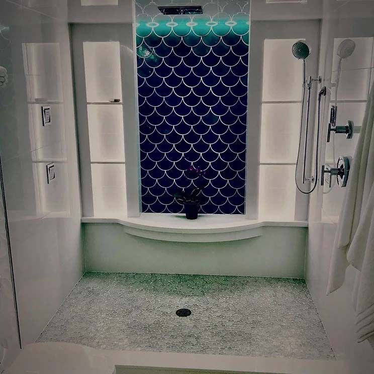 Luxury Bathroom Shower with Custom Illuminated Niches
