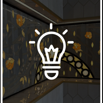 light niche with ornate background overlaid with light bulb icon