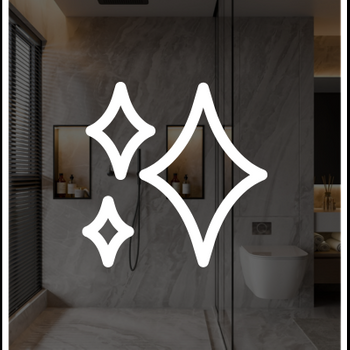 bathroom with light niches overlaid with sparkle icon