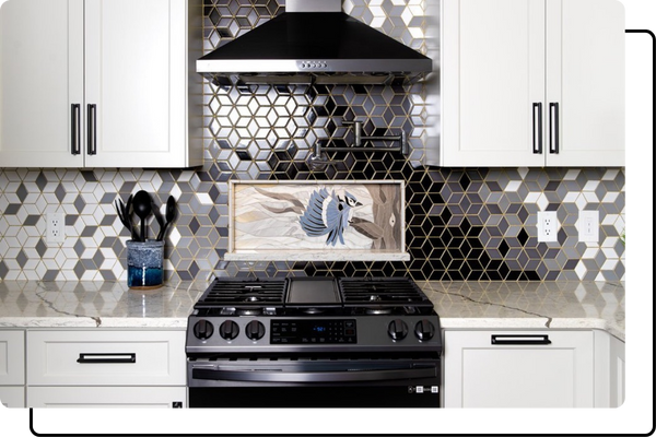 kitchen with recessed lighting behind stove