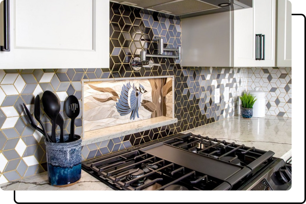 lit up custom niche in kitchen 