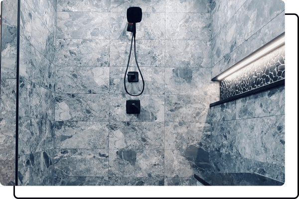 beautiful shower with led niche kit