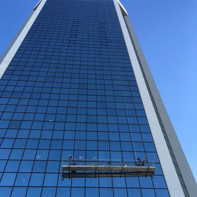 Skyscraper exterior cleaning using swing stage Midtown Swing Stage Cleaning.jpg