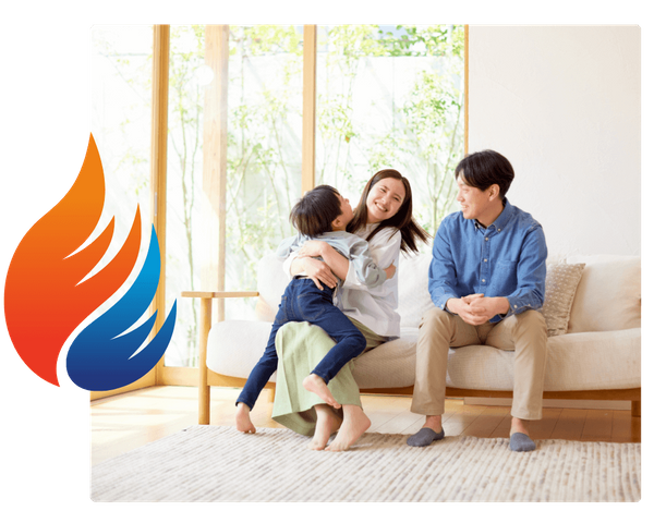 happy family in comfortable home