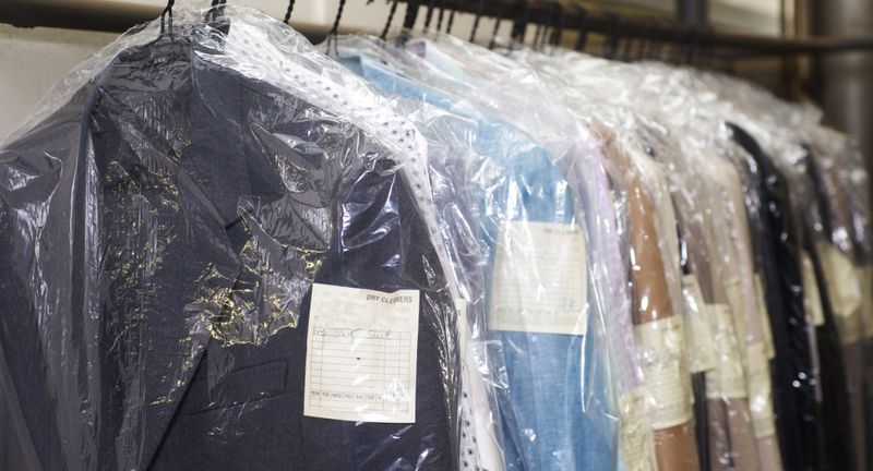 Dry cleaned clothes rack.
