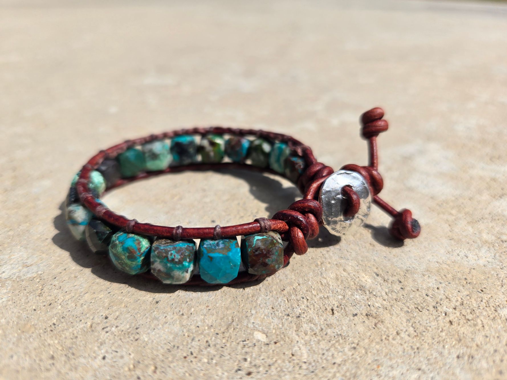 Peruvian Turquoise leather bracelet