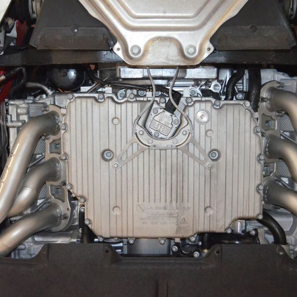 Close-up view of a Porsche engine