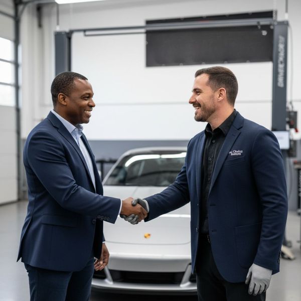 happy customer with their mechanic