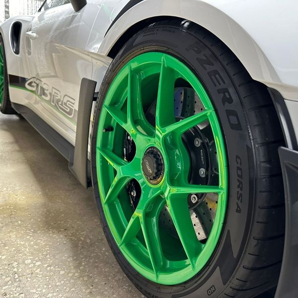 close up of Porsche tire