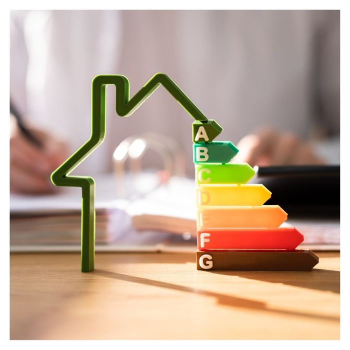 energy efficiency rating scale in shape of house