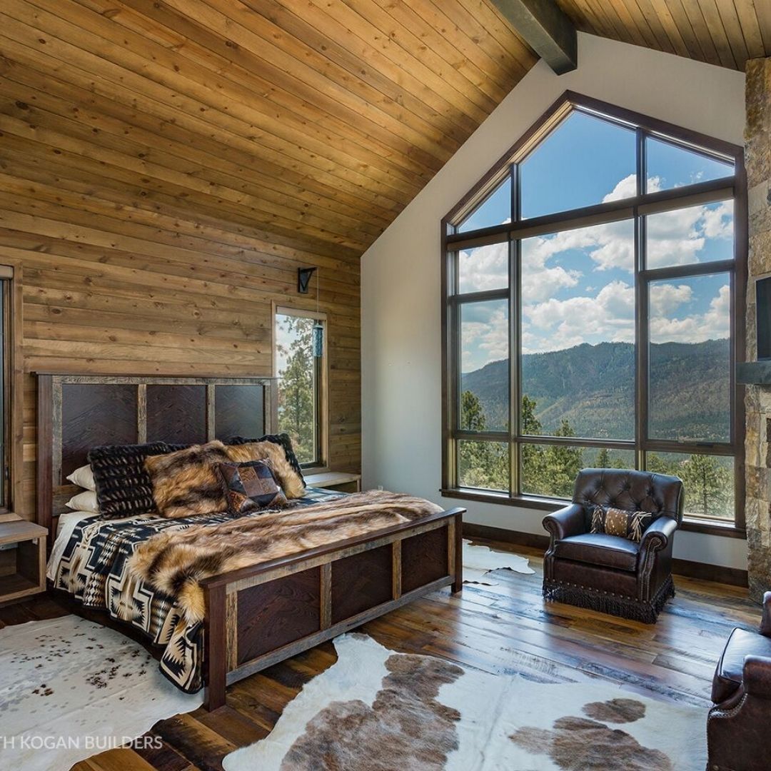 An image of a rustic cabin bedroom.