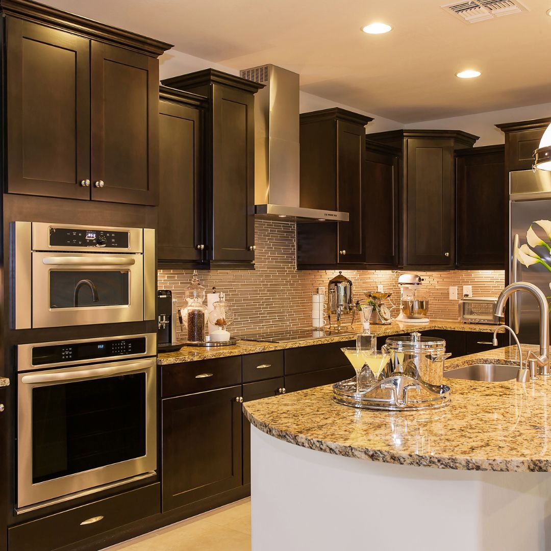 Luxury kitchen with beautiful dark cabinetry 