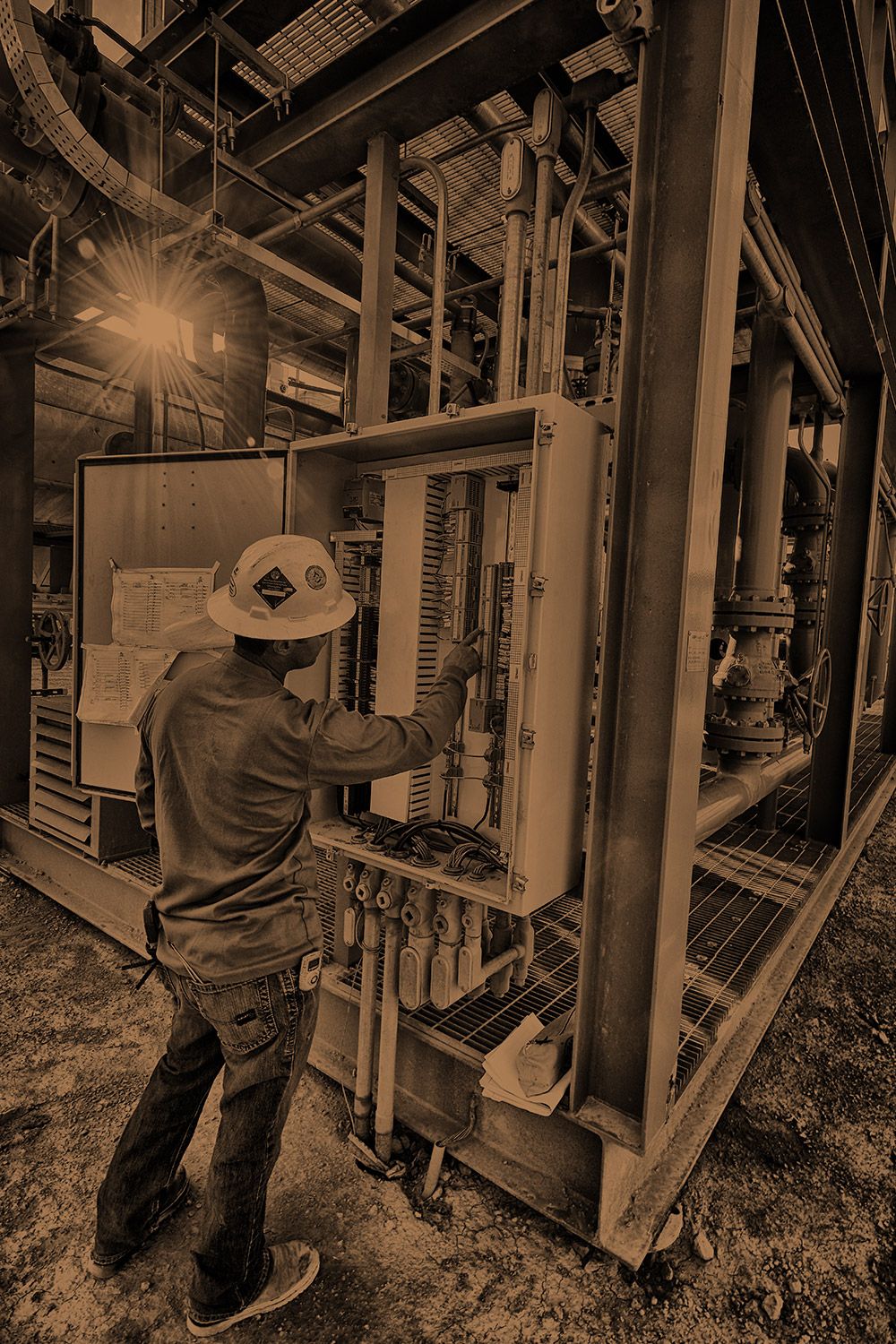 electrician working on panel