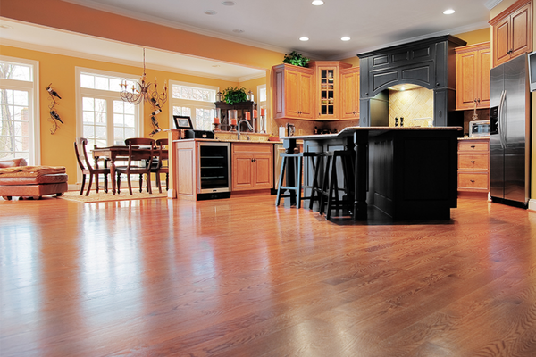 Hardwood flooring in a kitchen