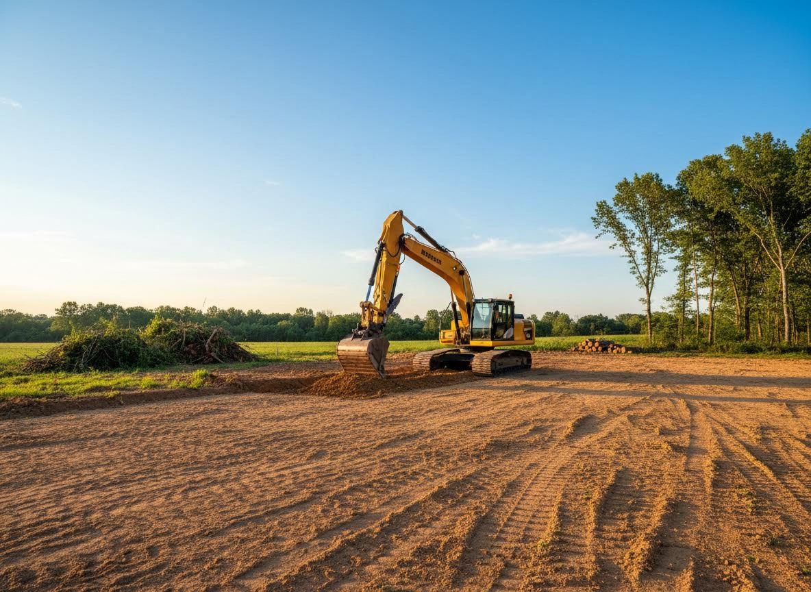 Precision land grading and leveling services by Apex Earthworks LLC to ensure proper property drainage.