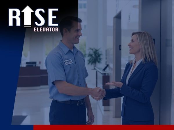 image of the technician shaking hands with the building manager.