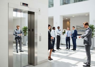Business People Waiting for Elevator