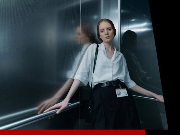 Woman in an elevator