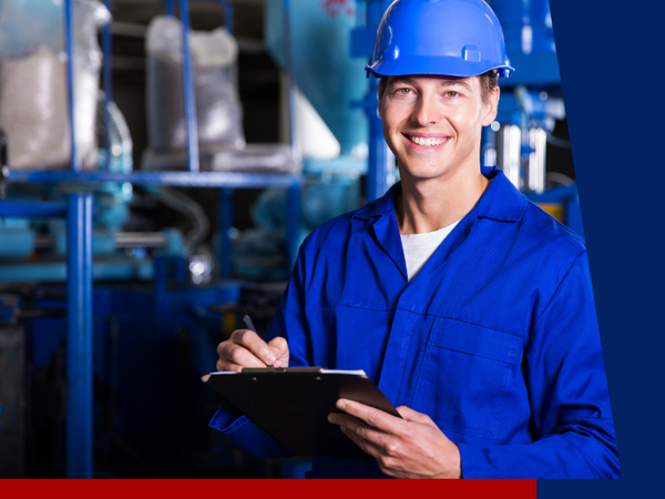 technician holding a clipboard. 