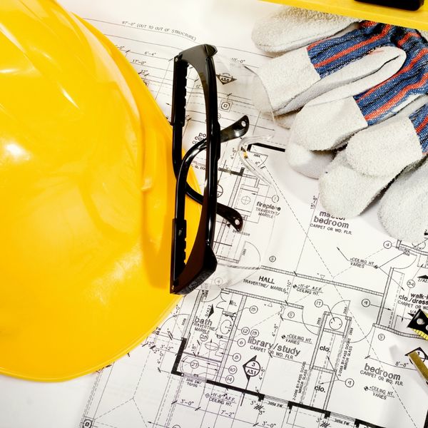 Safety equipment on a blueprint