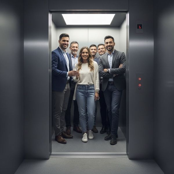 happy people using elevator happy people using elevator