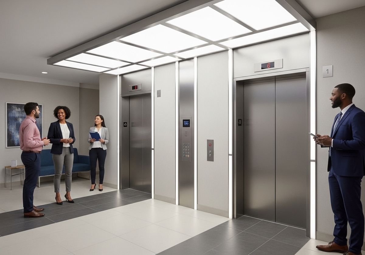 Modern Office Building Elevator Lobby
