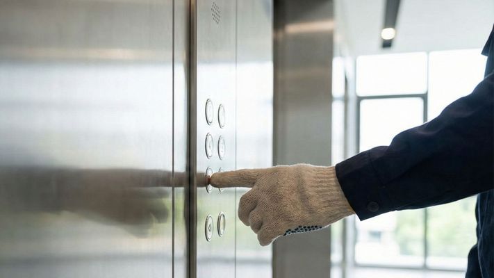 Pressing elevator button Pressing elevator button