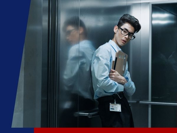 Employee in an elevator