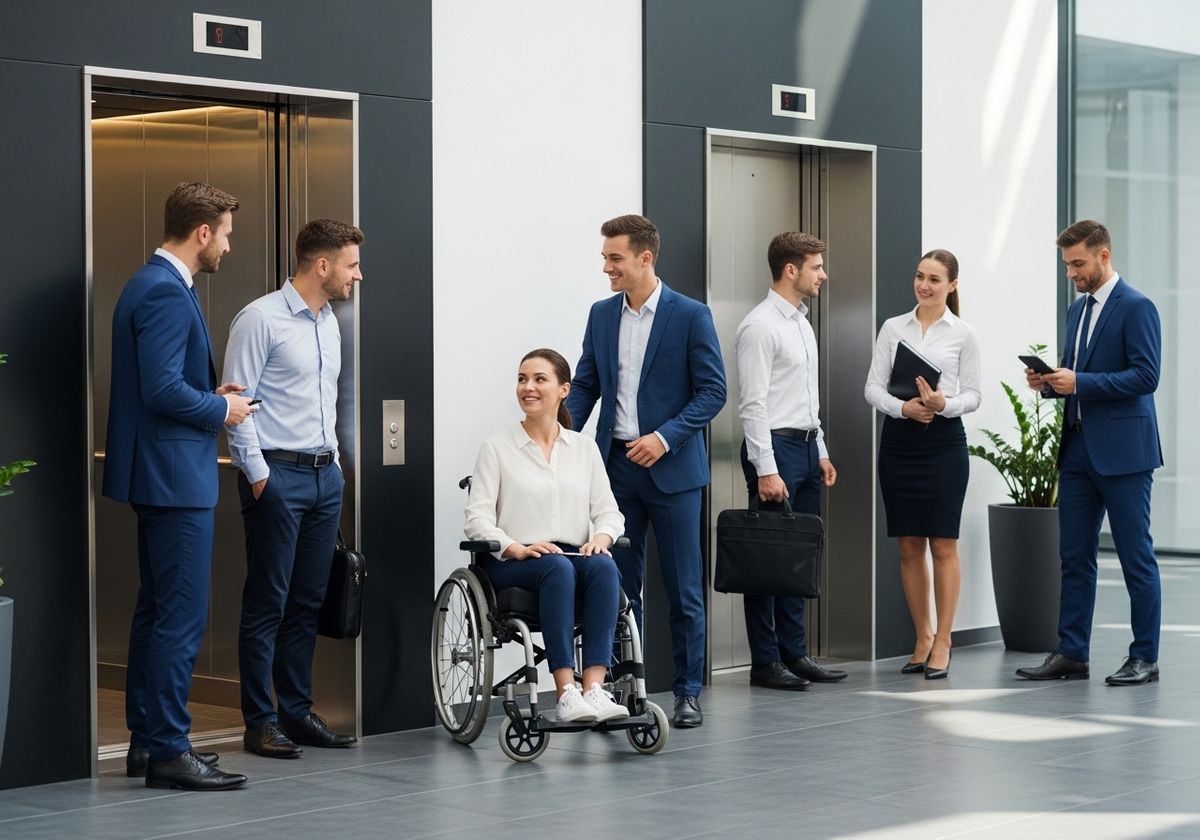 Diverse Business Team Awaiting Elevator
