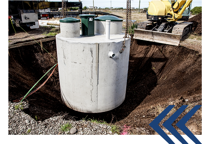  Image of a septic tank system being installed.
