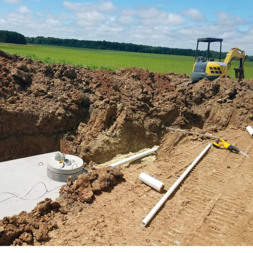 a septic tank sits in the ground