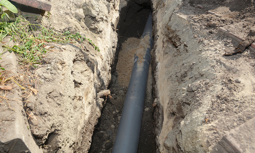 Image of an exposed sewer line