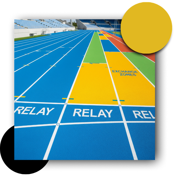 custom blue and yellow rubber running track showcasing color customization options