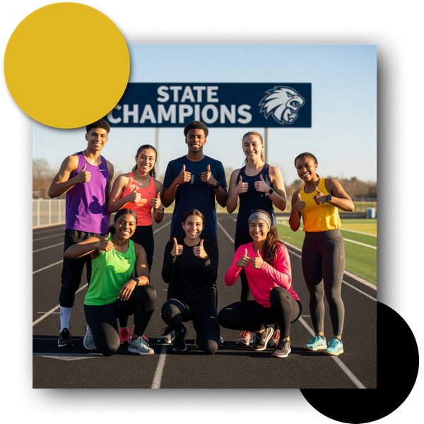 Successful and happy student athletes on their championship-quality running track