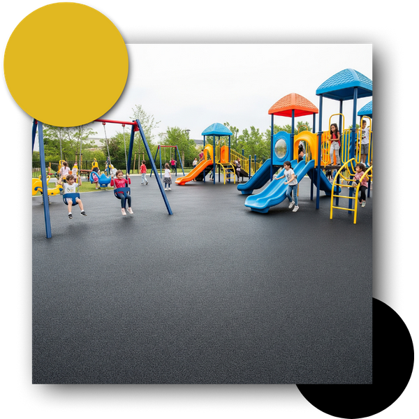 Well-maintained rubber playground flooring with no puddles