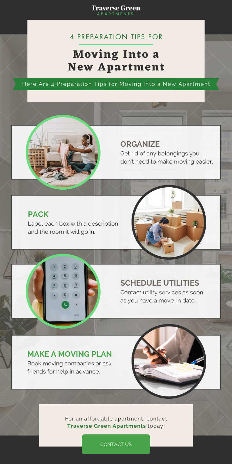 Infographic about 4 Preparation Tips for Moving Into a New Apartment