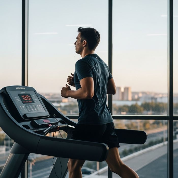 person running on a treadmill