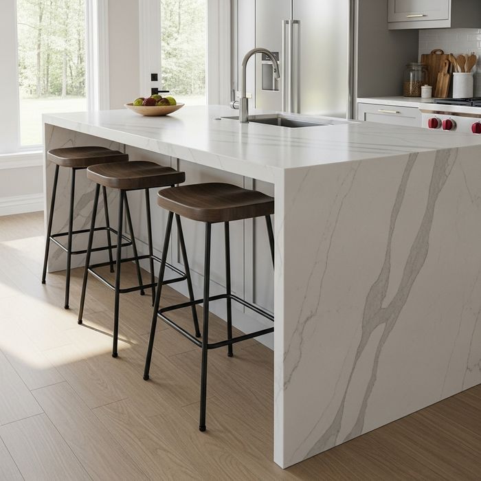 stools under a kitchen island