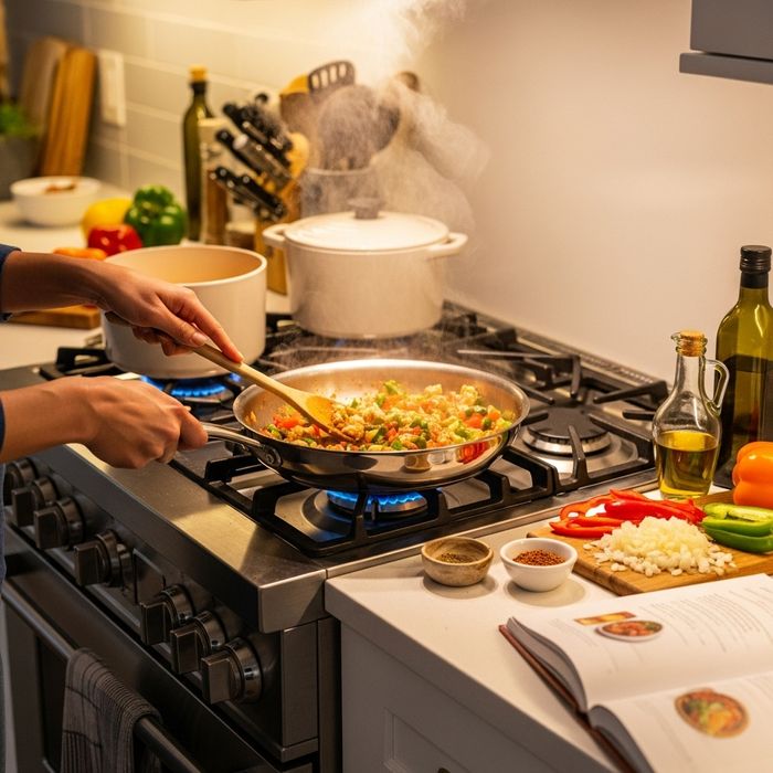 making food on a stove