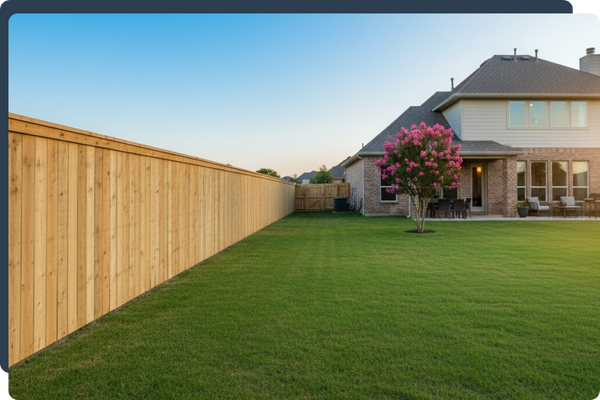a Texas home with a wooden fence surrounding the backyard
