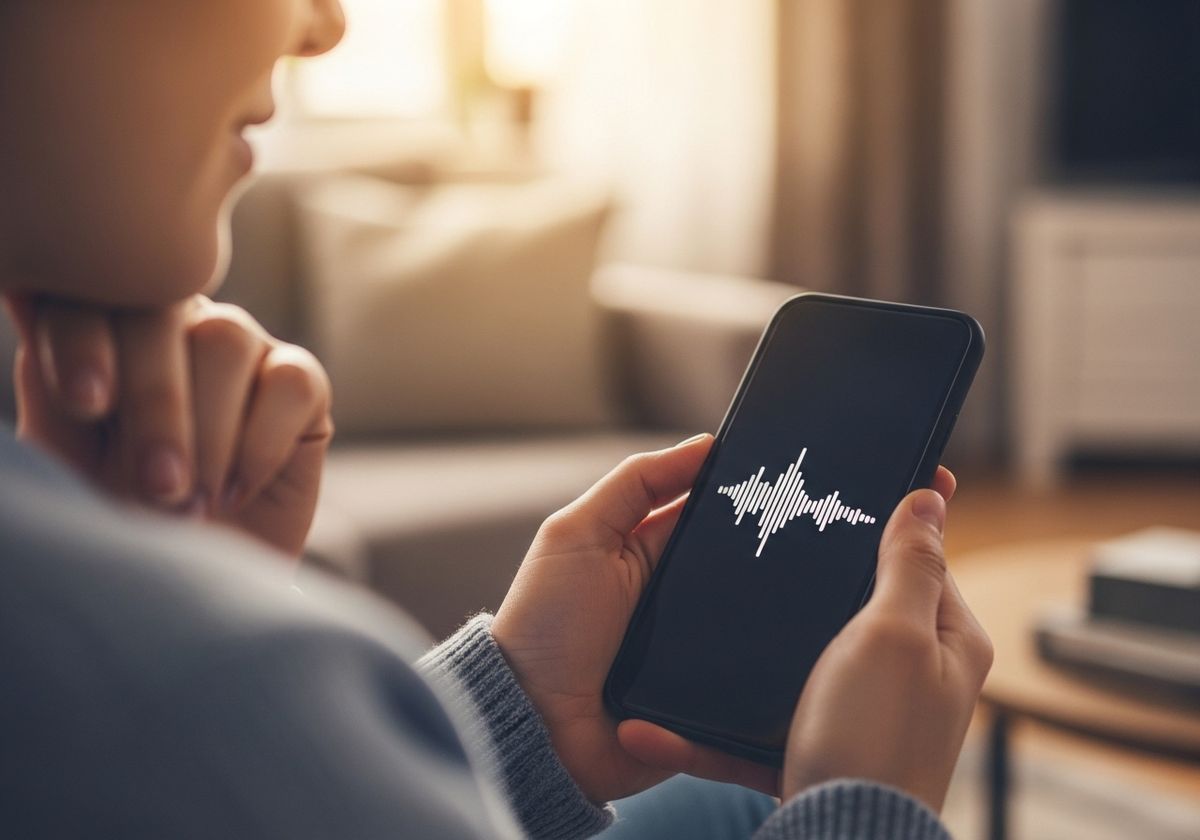 Person Using Voice Recognition App on Smartphone