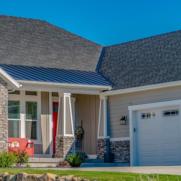 tan house with white trim